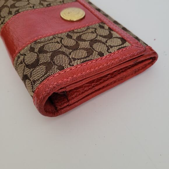 Coach Legacy Wallet Medium Bifold Red Beige Vintage Folding Signature - Picture 12 of 13